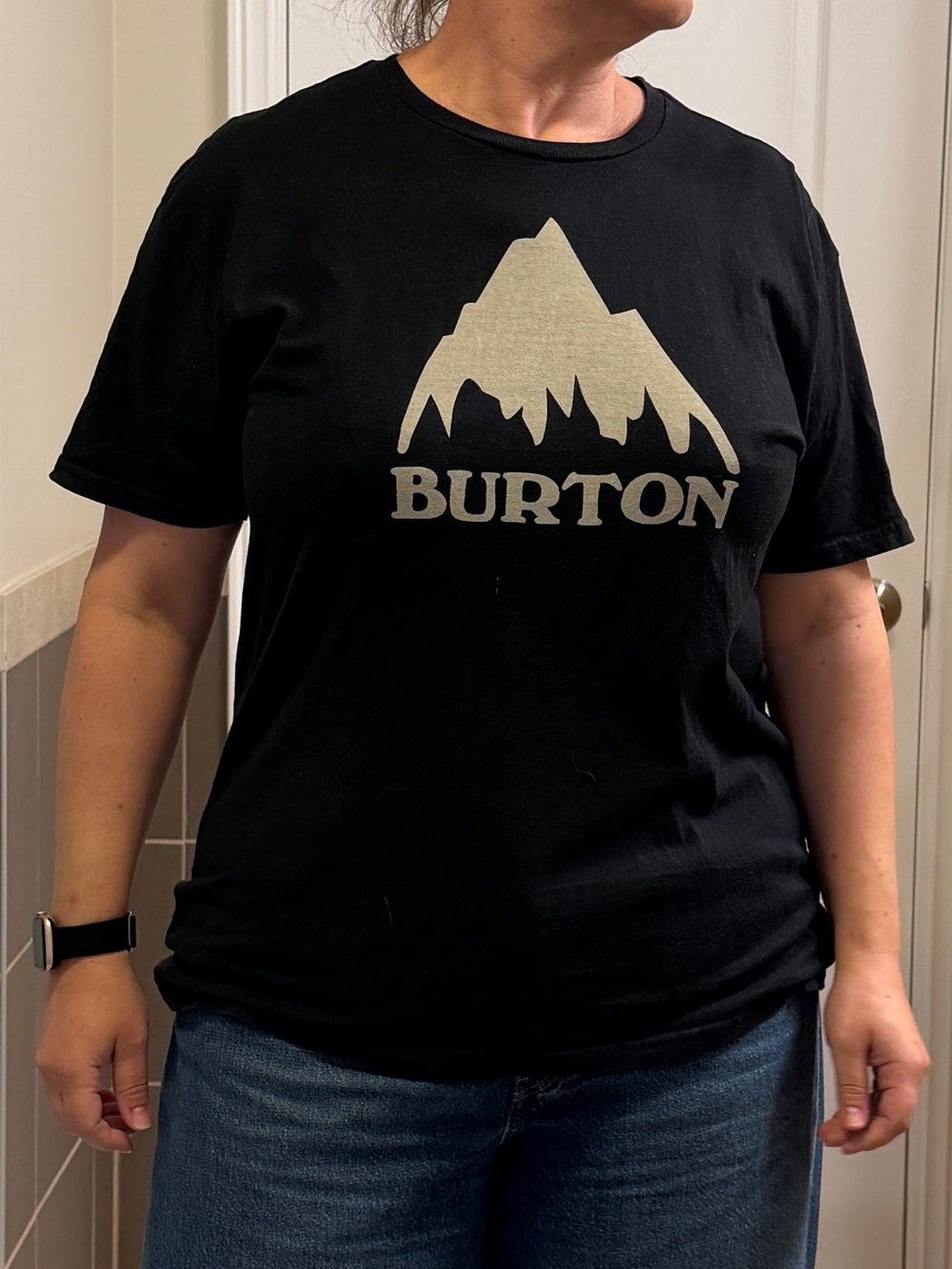 Burton Black T-Shirt with Cream Mountain Logo